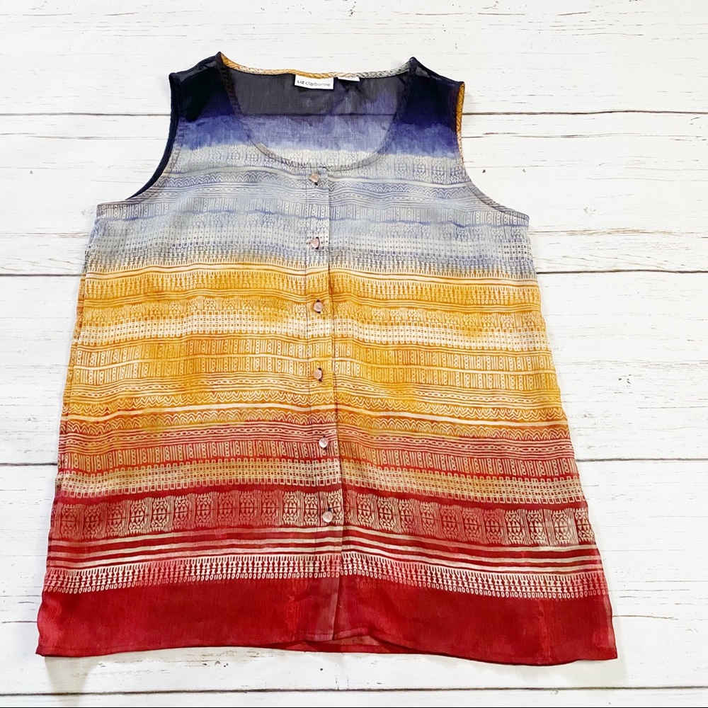 Liz Claiborne sleeveless sheer button down tank
